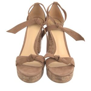 Tan Alexandre Birman Cork Platform Ankle Strap Sandals 10